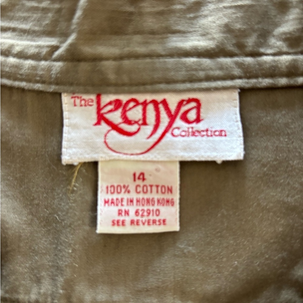 Vintage Kenya Collection Olive Green Button-Front Pintuck Midi Skirt Size 14 - Picture 8 of 9